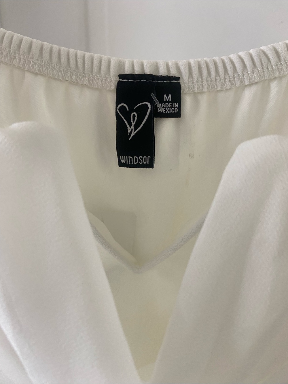 Windsor Off-Shoulder White Midi Dress with Sheer Bishop Sleeves - Picture 6 of 8